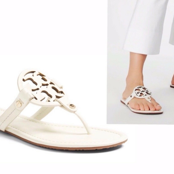TORY BURCH Miller Bleach Calf Leather Sandals - Picture 3 of 7